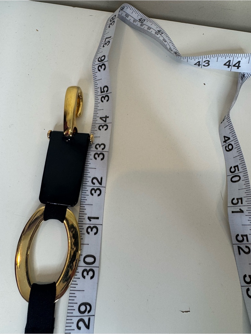 SUZI ROHER Gold Link Statement Belt Black Elastic Stretch Belt - Picture 9 of 9